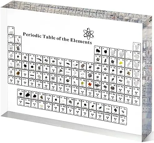 Mukarisk Periodic Table with Real Elements Inside | 83 Real Elements Samples, Crystal Clear Acrylic Sheet, Chemistry Decor, Science Gifts, for Kid, Student, Teacher, 6*4.5 Inch