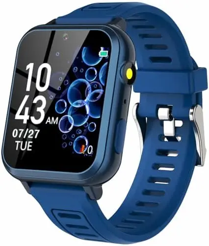 Kids Smart Game Watch with 24 Games HD Touch Screen Video Camera Music Player Pedometer Flashlight Alarm Clock 12/24 hr, Gifts for 5-12 Year Olds Boys, USB