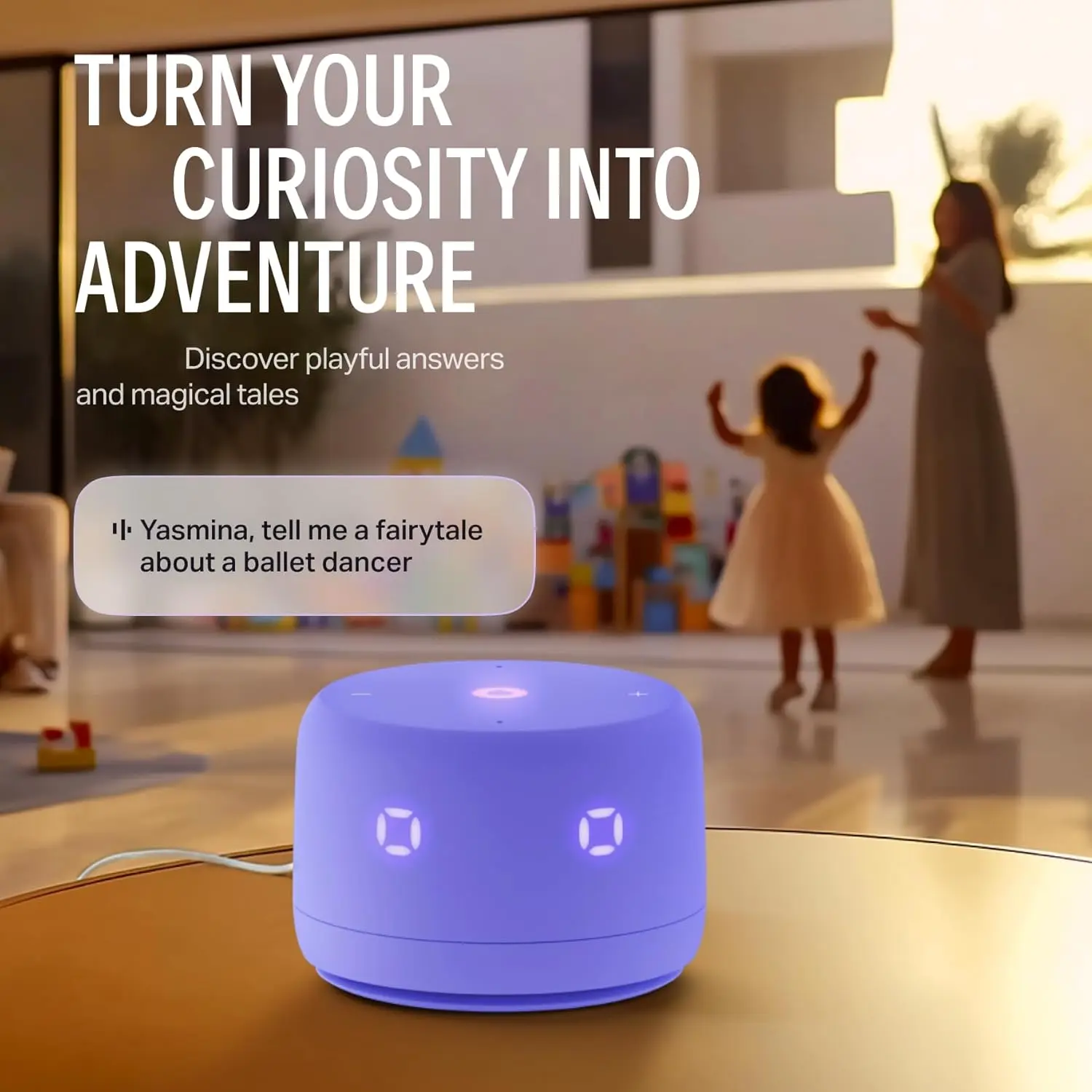 Yango Yasmina Lite AI Smart Speaker, Bilingual Arabic & English, Music, Stories, Quran, Screen-free Learning for Kids, Routine helper for Parents, Purple