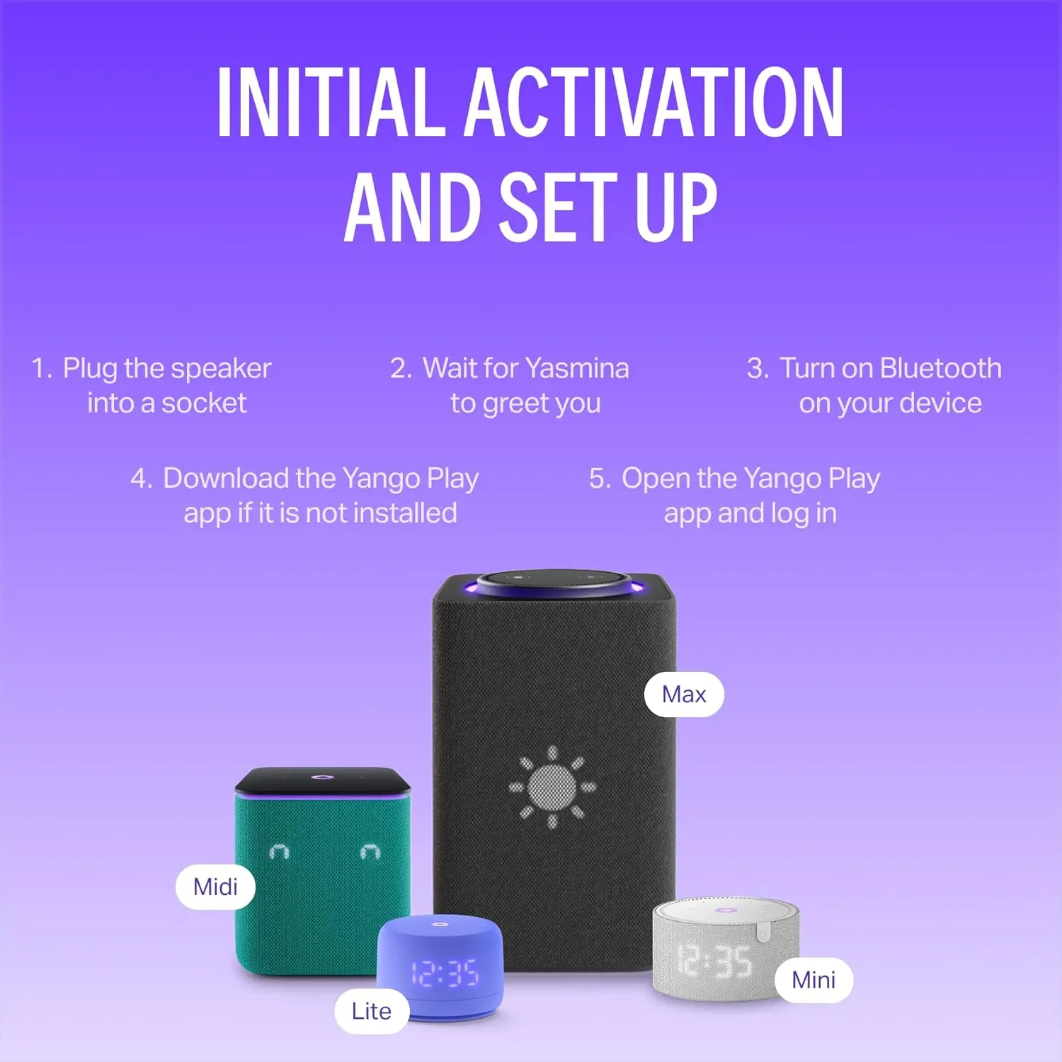 Yango Yasmina Lite AI Smart Speaker, Bilingual Arabic & English, Music, Stories, Quran, Screen-free Learning for Kids, Routine helper for Parents, Purple