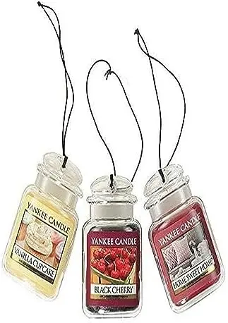 Yankee Candle Car Jar Ultimate, Vanilla, Black Cherry & Home Sweet Home, Hanging Air Freshener, Neutralizes Odors with Authentic Fragrance for Travel or Home, 3 Units (Variety Pack)